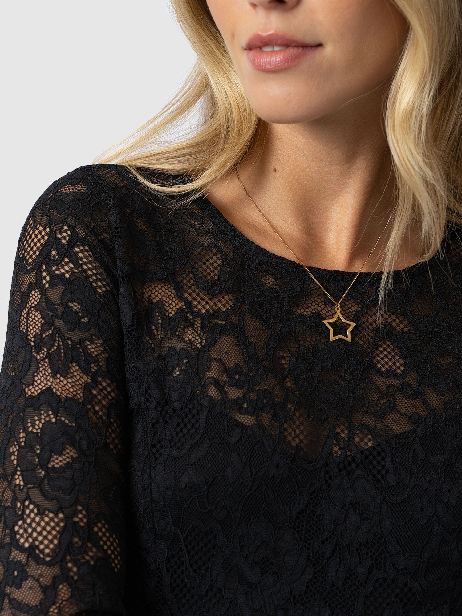 Lana Pleated Dress - Black Lace